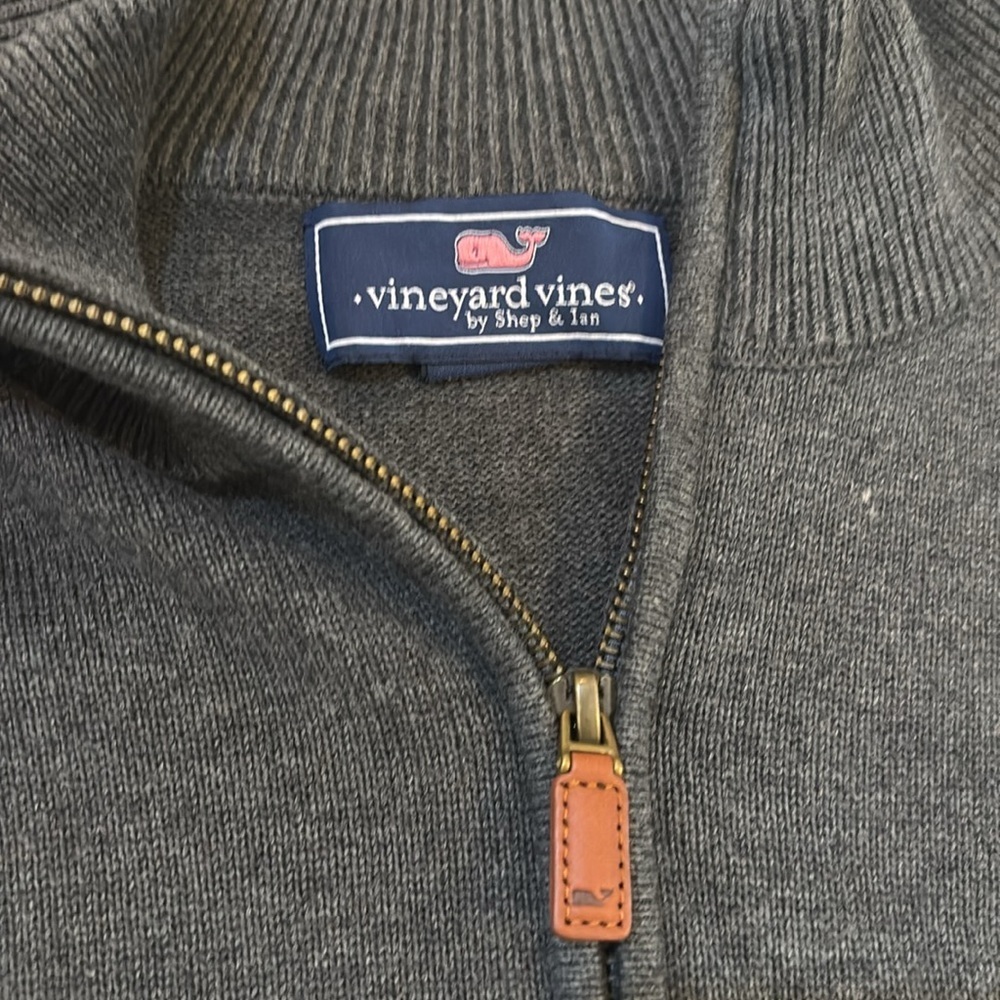 Vineyard Vines Graphite Gray Solid Cotton 1/4 Zip… - image 3